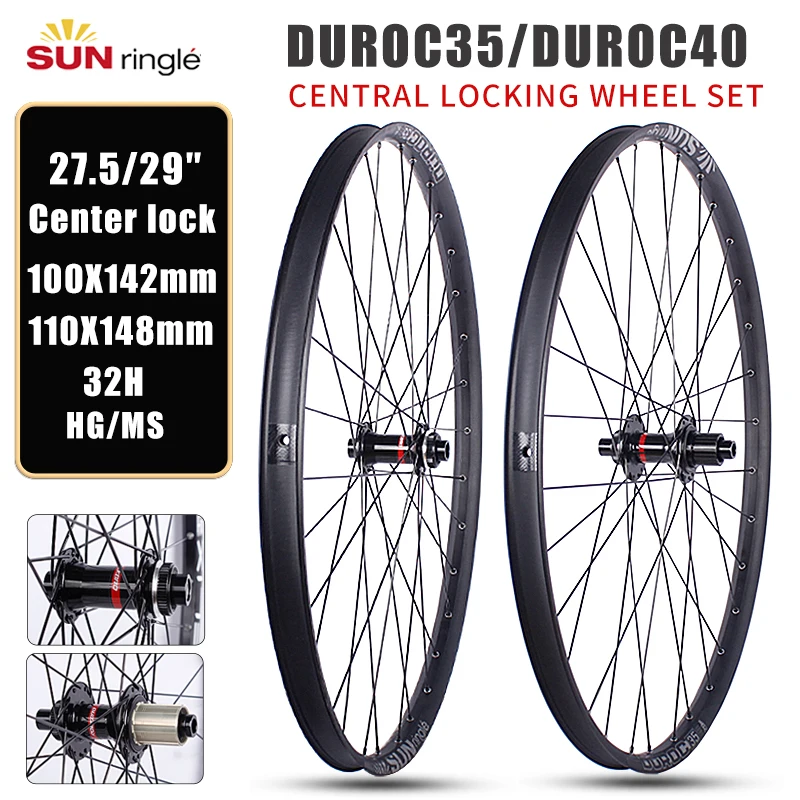 SUNRingle DUROC35 40 MTB Laufradsatz 27,5/29 Zoll mit Centerlock-Nabe 7-12S HG/MS Tubeless Ready Vakuum-Fahrradlaufrad