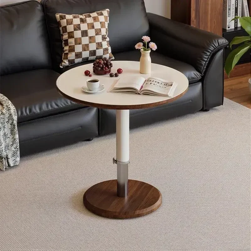 Movable Lift Side Table with Hidden Casters Adjustable Height End Table for Couch Small Rolling for Bedroom drawing room