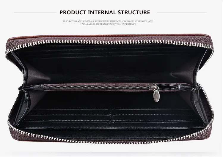 Fashion Men's Long Zipper Wallet Business Multi Function Bags Purse High Capacity with Hand Belt