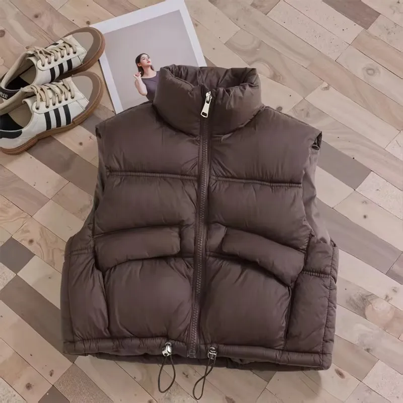New Autumn Winter Boys Girls Down Vest Fashion Solid Color Thick Stand Collar Waistcoat For 2-12 Years Kids Casual Outerwear Top