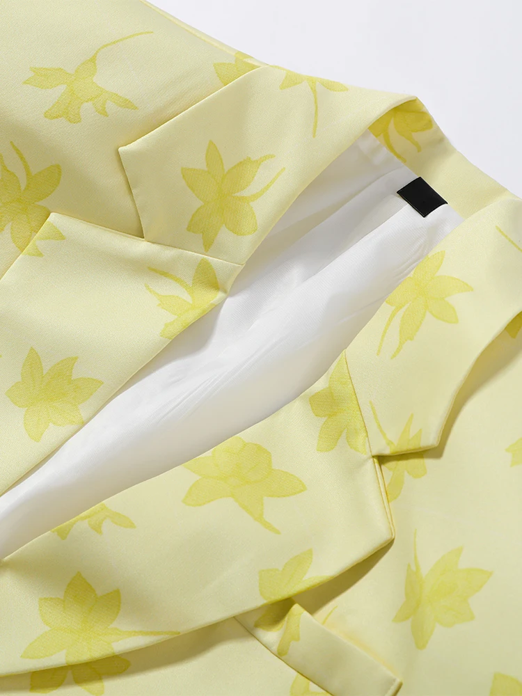 Bedruckter Anzug mit Seitenreißverschluss, Minirock-Anzüge für Damen, Eleganter Revers-Langarm-Einknopf-Slim-Fit-Mantel, Minirock, Neues Outfit – Detail 6