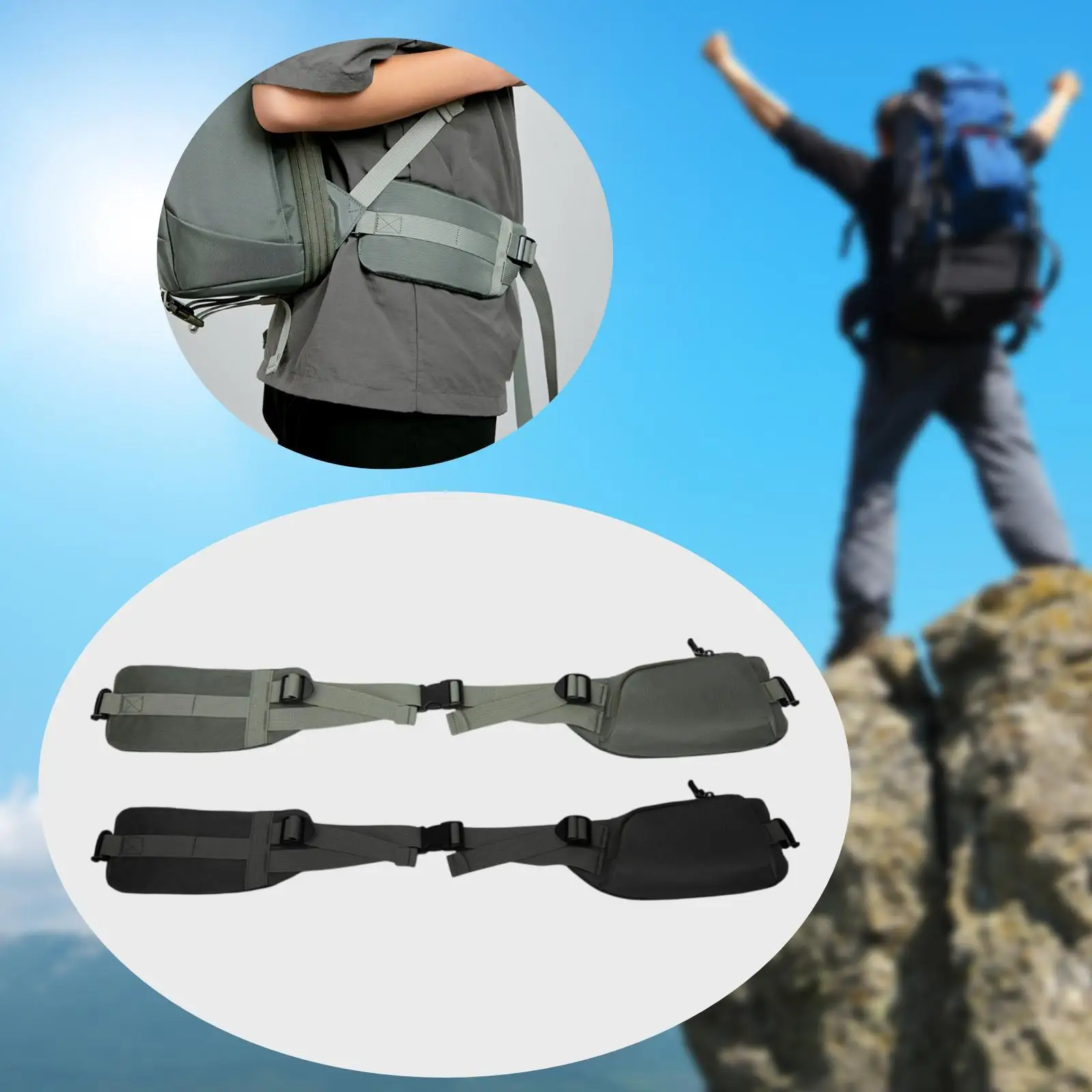 Unisex Sturdy Waistband Essentials Organizer Sport Backpack Detachable Pouch for Fitness Hiking Camping