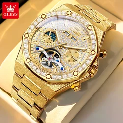 OLEVS 9805 reloj para hombre de lujo Original marca Tourbillon reloj mecánico automático resistente al agua relojes para hombres regalos de fase lunar
