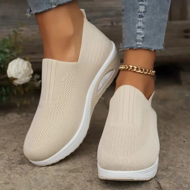 Women Fashion Vulcanized Shoes Platform Solid Color Flat Ladies Shoes Casual Breathable Wedges Ladies Walking Sneakers