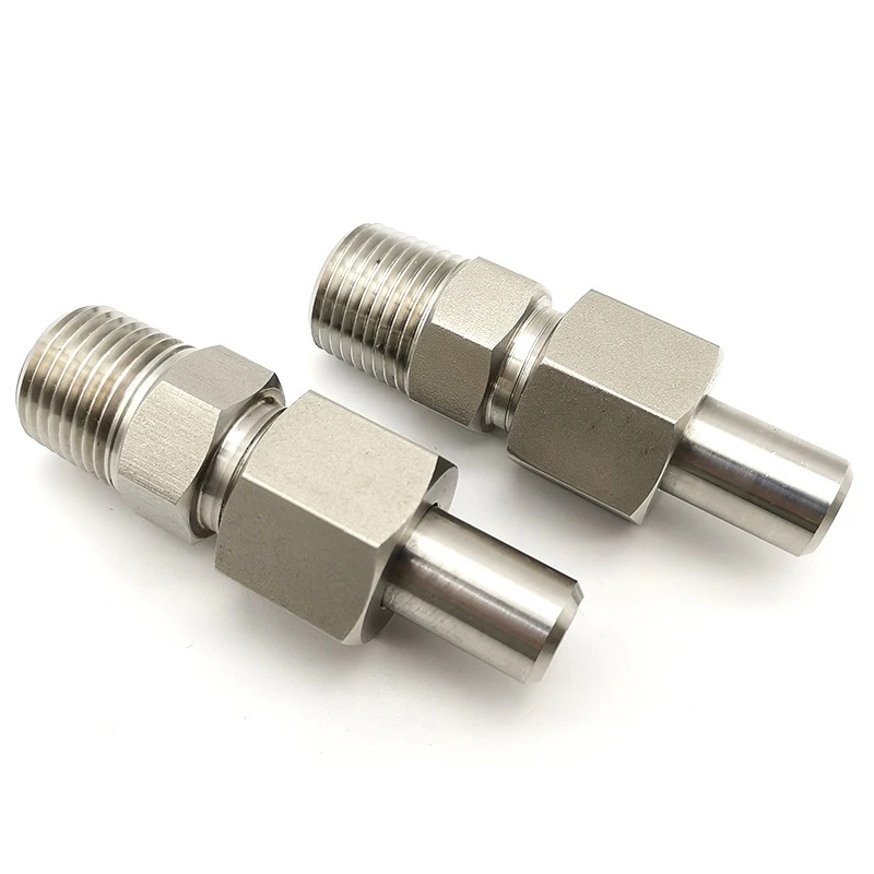 Stainless steel butt welding type fitting Straight-through terminal pressure-inducing fittings Male thread welding live joint