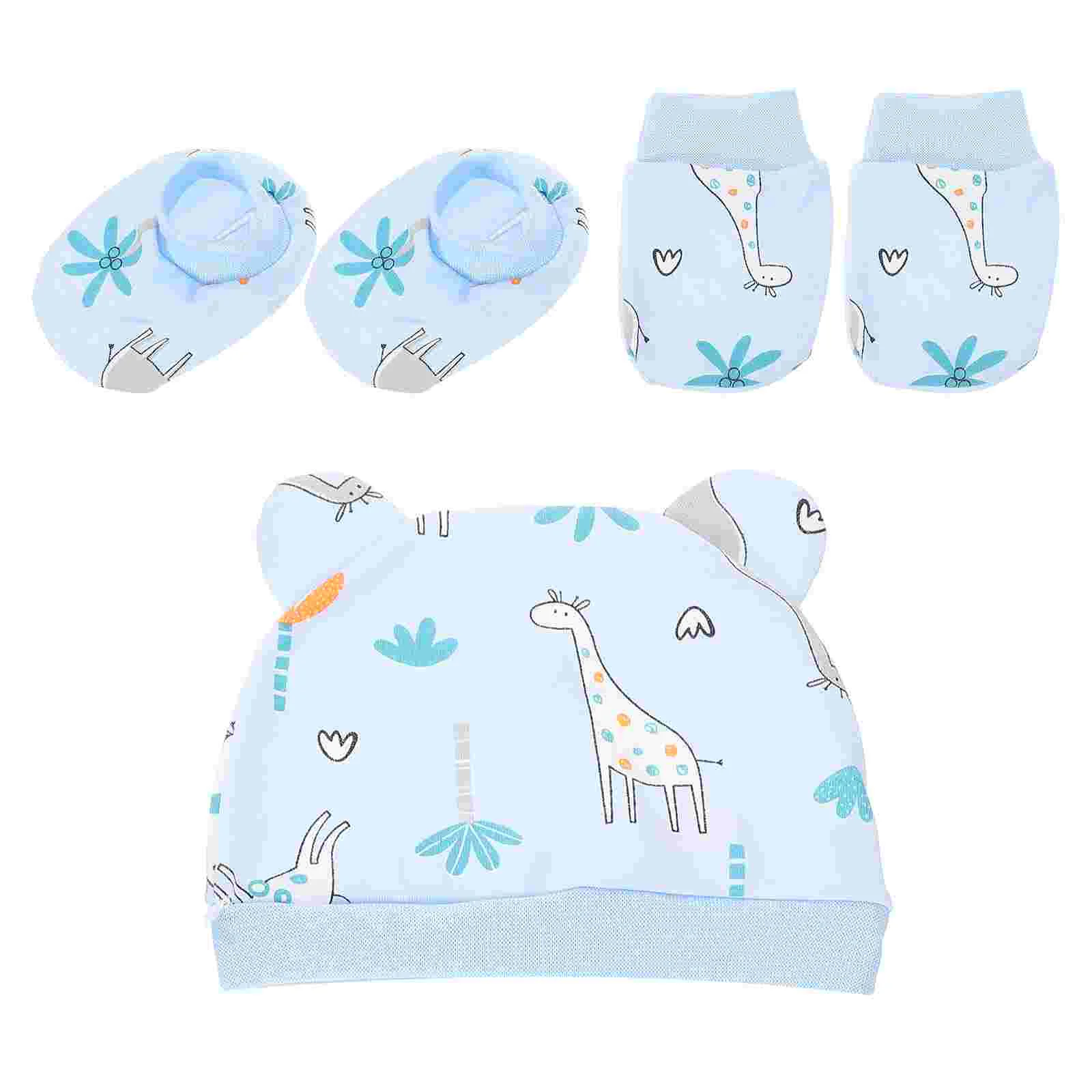 Newborn Three Piece Set Baby Essentials Girl Hat for Socks Hats Boys Mittens Infant