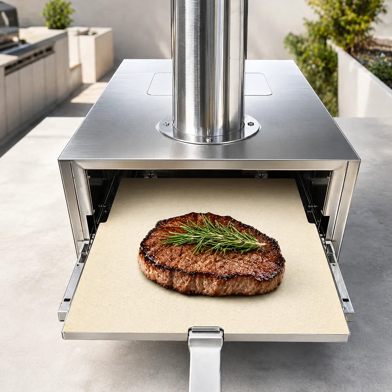 Portable Outdoor Pizza Oven for Home Use Stainless Steel Split Design Charcoal Pizza Grill for Baking Bread and Flatbreads