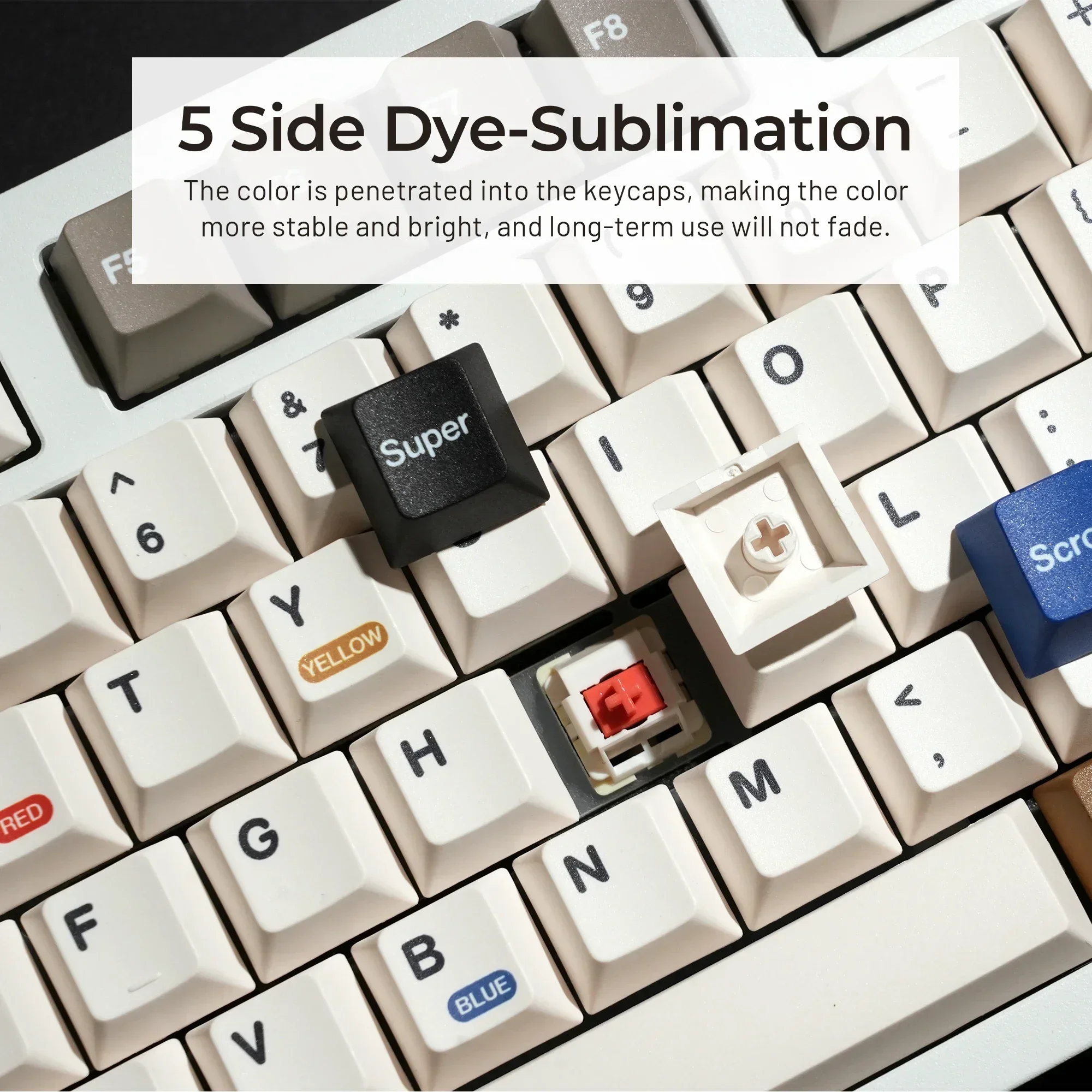 Original height PBT five-sided sublimation Original height Thickened keycap
