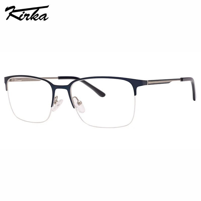 

Kirka Men Metal Half-Rim Rectangle Matt Stainless Steel Front Frames Male Business Computer Eyeglasses Reading Glasses MM4023