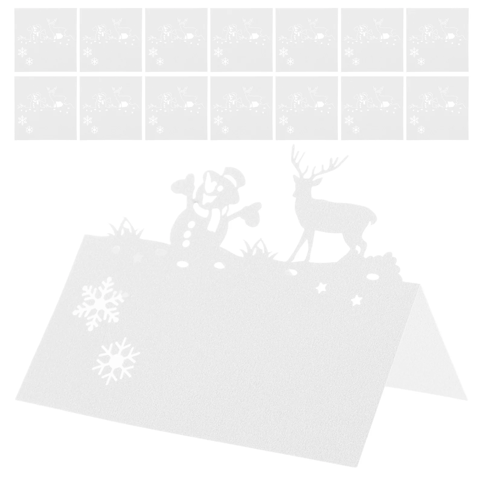 

50Pcs Intricate Design Reindeer Snowman Table Cards for Large Holiday Gatherings Place Table Name Cards Name Card