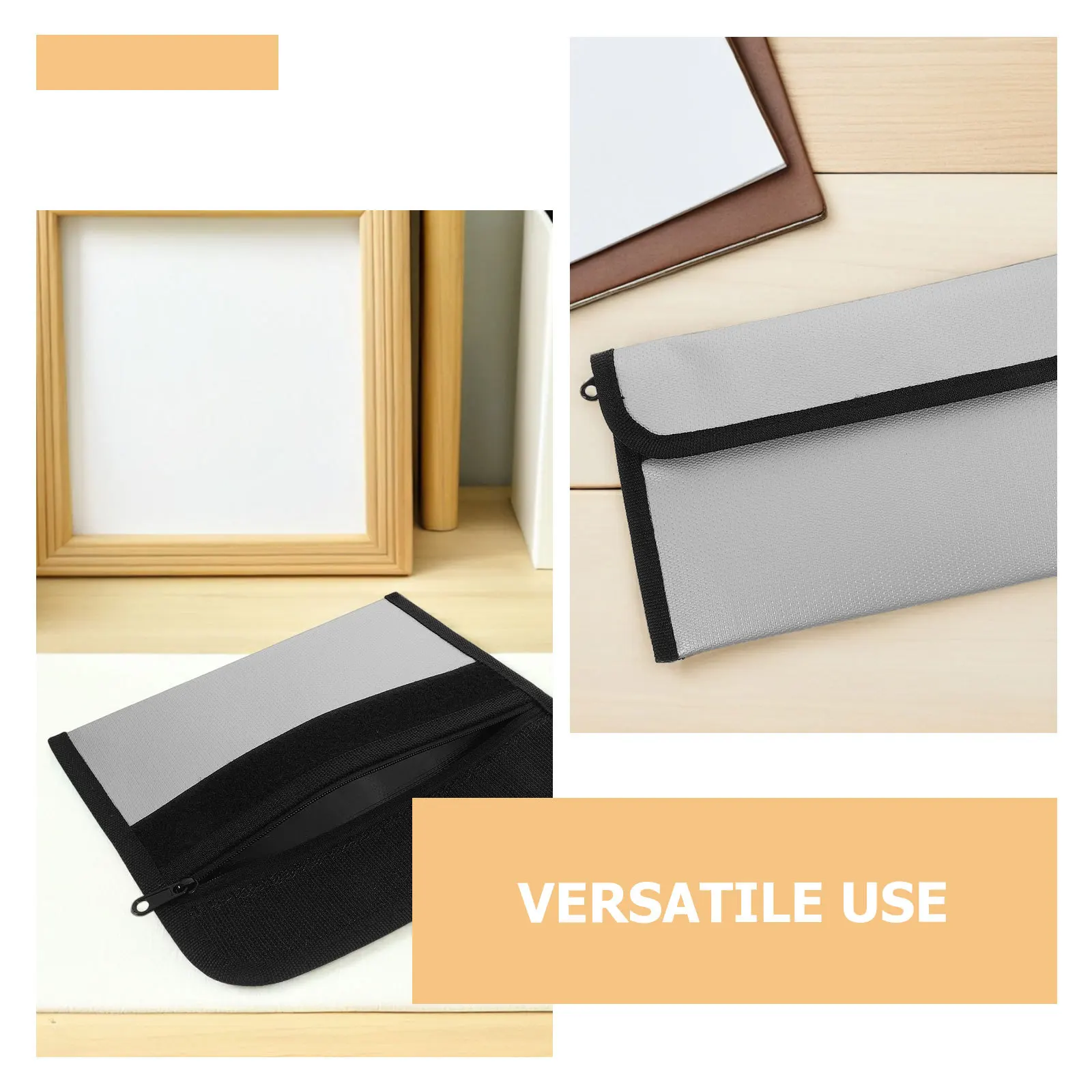 2Pcs Fireproof Safe Pouch - Waterproof Document Bag with Zipper - Flame Resistant Folder for Home Travel Use