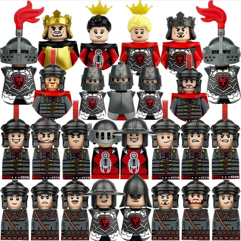 Image of Mittelalterliche Europa-Militärfiguren Bausteine Römische Krieger Soldaten Burg Ritter Königliche Garde König Skelett Legion Bausteine