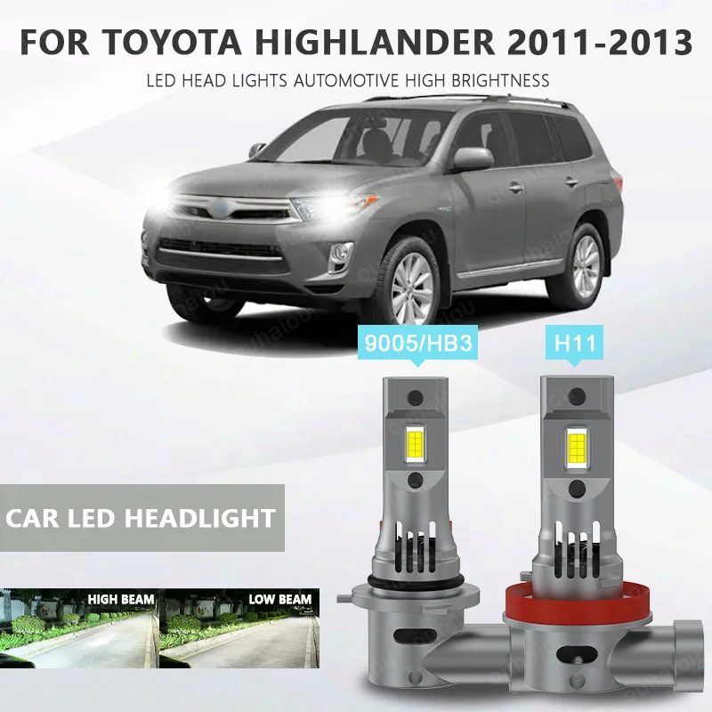 

2PCS CANbus For Toyota Highlander 2011 2012 2013 LED Headlights 9005 HB3 H11 H9 High Low Beam Bulb 20000LM White
