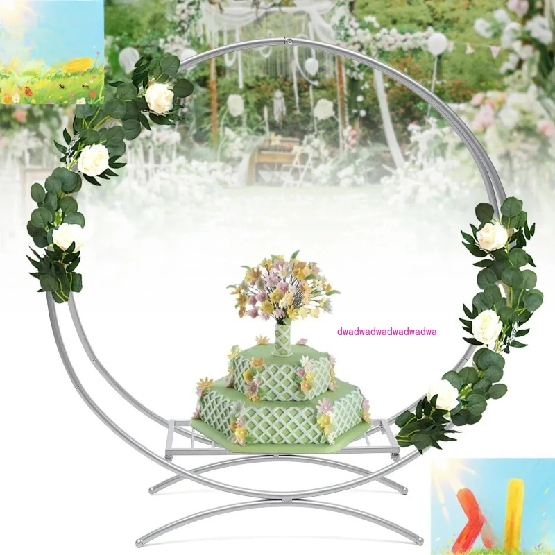 

Arco boda redondo Metal dorado, doble aro, Fondo fiesta boda, soporte flores, suministrosdecoración