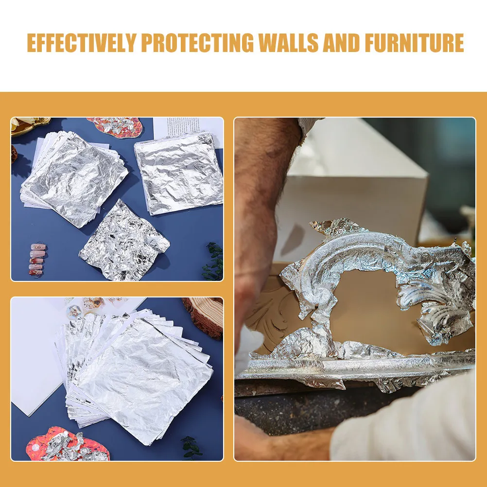 150Pcs Silver Foil Sheets Decorative Multi-Use Moisture Resist DIY Handcraft Art Foil Sheets Versatile Decoration Material