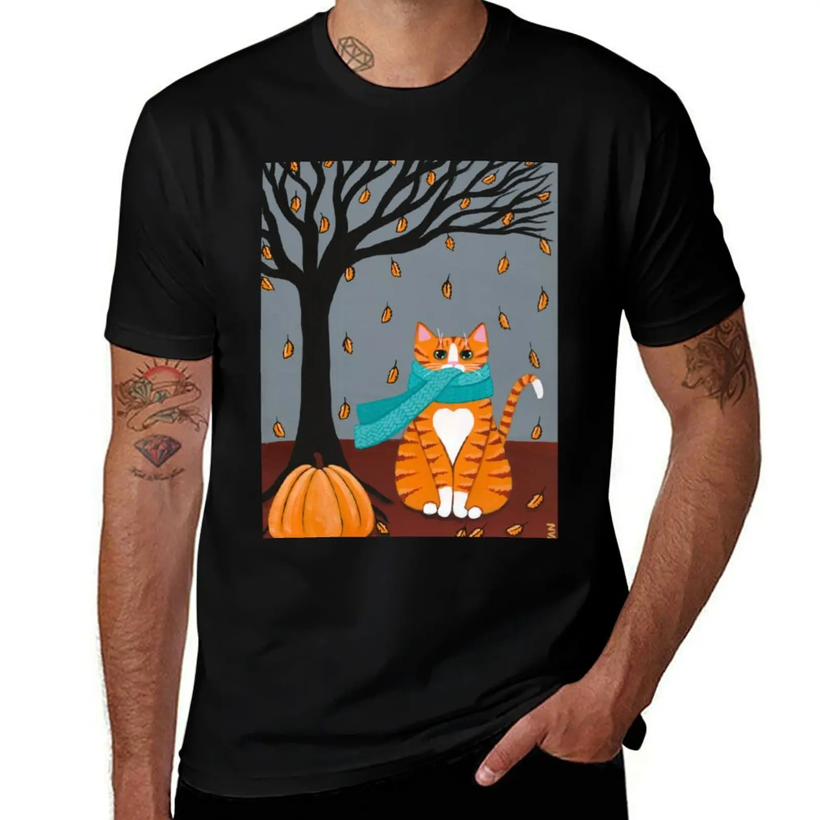 

Autumn Ginger Kitty T-Shirt valentines clothes T-shirts man men clothings