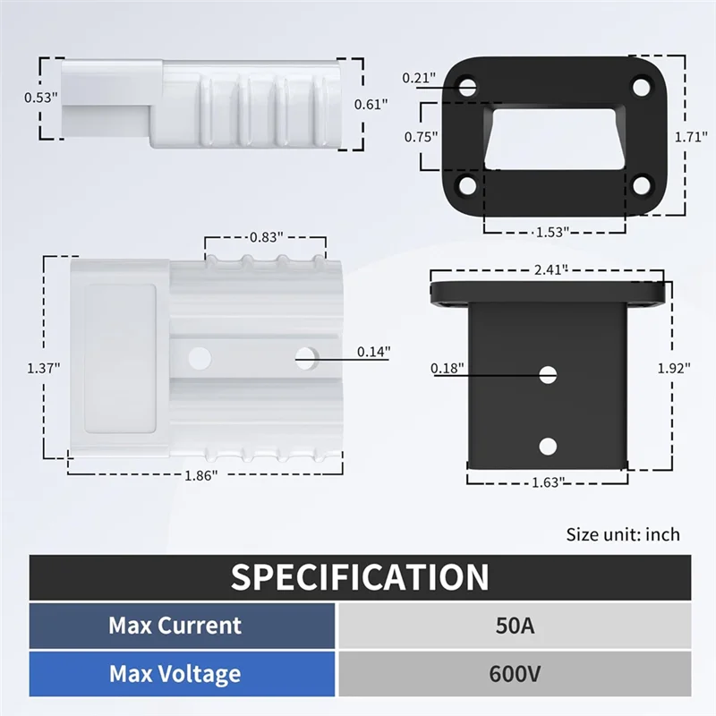 N84R 50A Battery Quick Disconnect Connector With 8AWG Wire And Mounting Bracket Extension Cable Connector Kit
