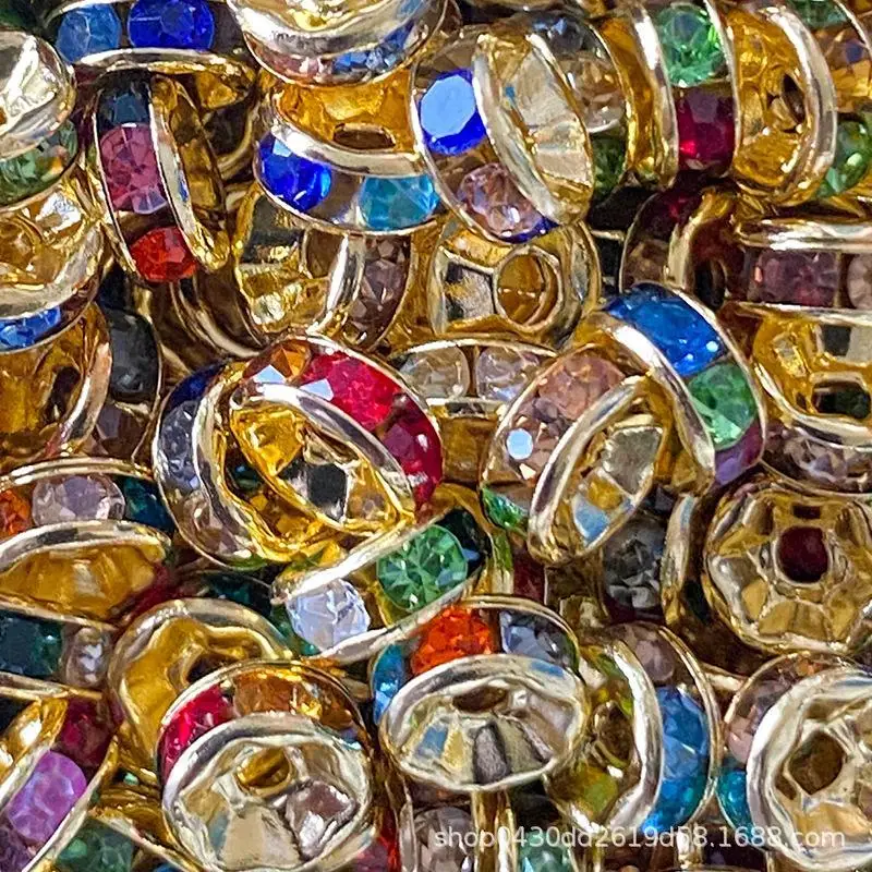 

100Pcs sets Color crystal ring bracelet with crystal flower tray handmade bracelet beaded spacer with crystal bead accessories