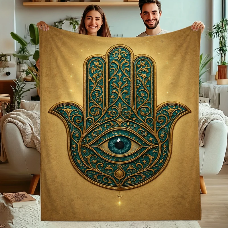 Deep Blue Starry Mandala Eye Mysterious Flannel Blanket For Spiritual Bedroom Decor Soft Warm Throw Blanket Wrap