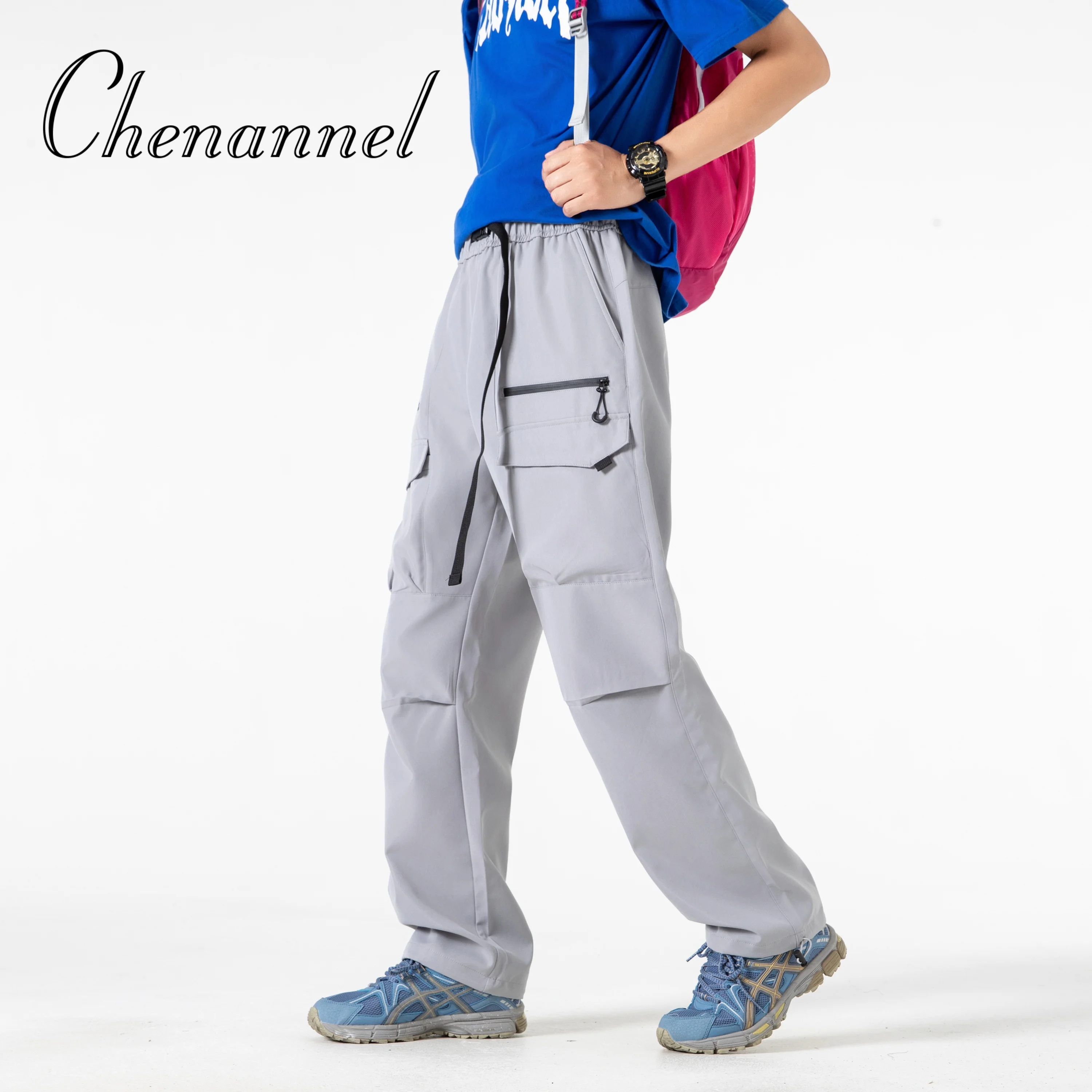 

Американские широкие спортивные штаны для мужчин, осенние уличные универсальные повседневные длинные брюки, драпированные прямые брюки в стиле ретро