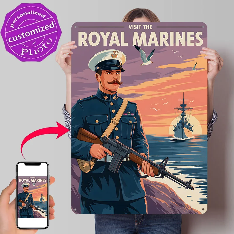 Visit the Royal Marines 3D Texture Metal Poster Customized Wall Art Tin Sign Gift for Mancave Decor Living Room Decoration Man