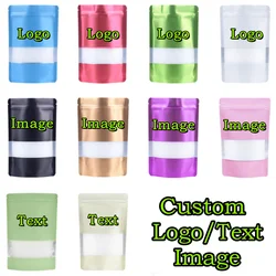 100PCS Stand-up Matte Aluminum Foil Window Ziplock Bag DIY Snack jewelry Spice Candy Customize Logo Brand Gift Storage Pouches