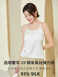 satin 93% silk summer white cami top tops women sexy camisole tank crop strap camisoles woman singlet underwear spaghetti womens