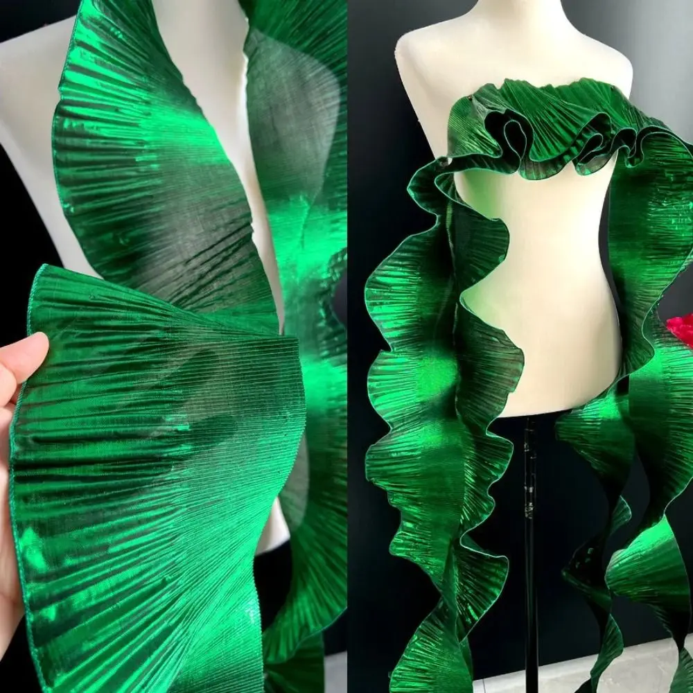 

1 Yard Metallic Lustrous Big Wave Lace Fabric Big Brand Designed Pleat Mesh Organza DIY Styling Sewing Fashion Ruffle Dress