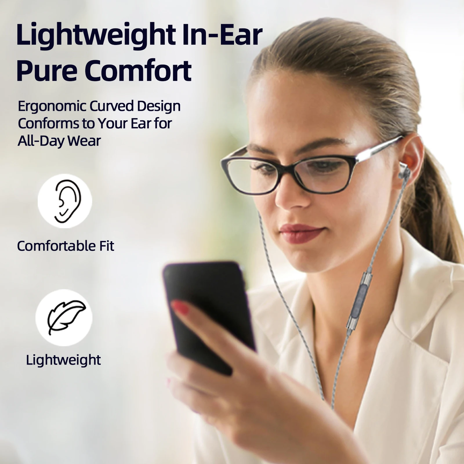 SoundMAGIC E80D Digital USB C Headphones - Type C Wired Earbuds with Microphone HiFi Stereo Earphones Powerful Bass Noise Isolat