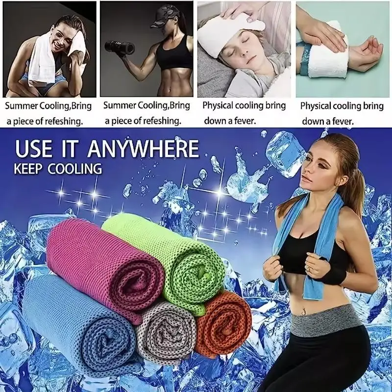 

4Pcs Cooling Towels (35.4 * 11.8 Inches), Soft Breathable Sports Towel For Outdoor, Gym, Yoga, Exercise, Camping, Fitness, Runni