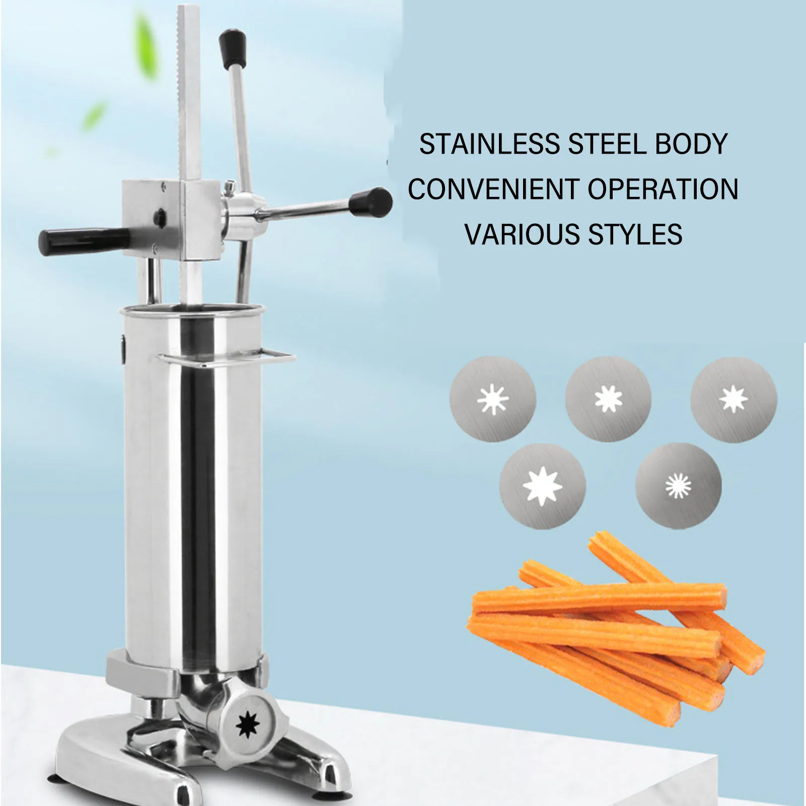 

Spanish Churro Maker 3L Widely Used Stainless Steel Vertical Spanish Churro Maker Detachable Efficient with 5 Moulds for Home