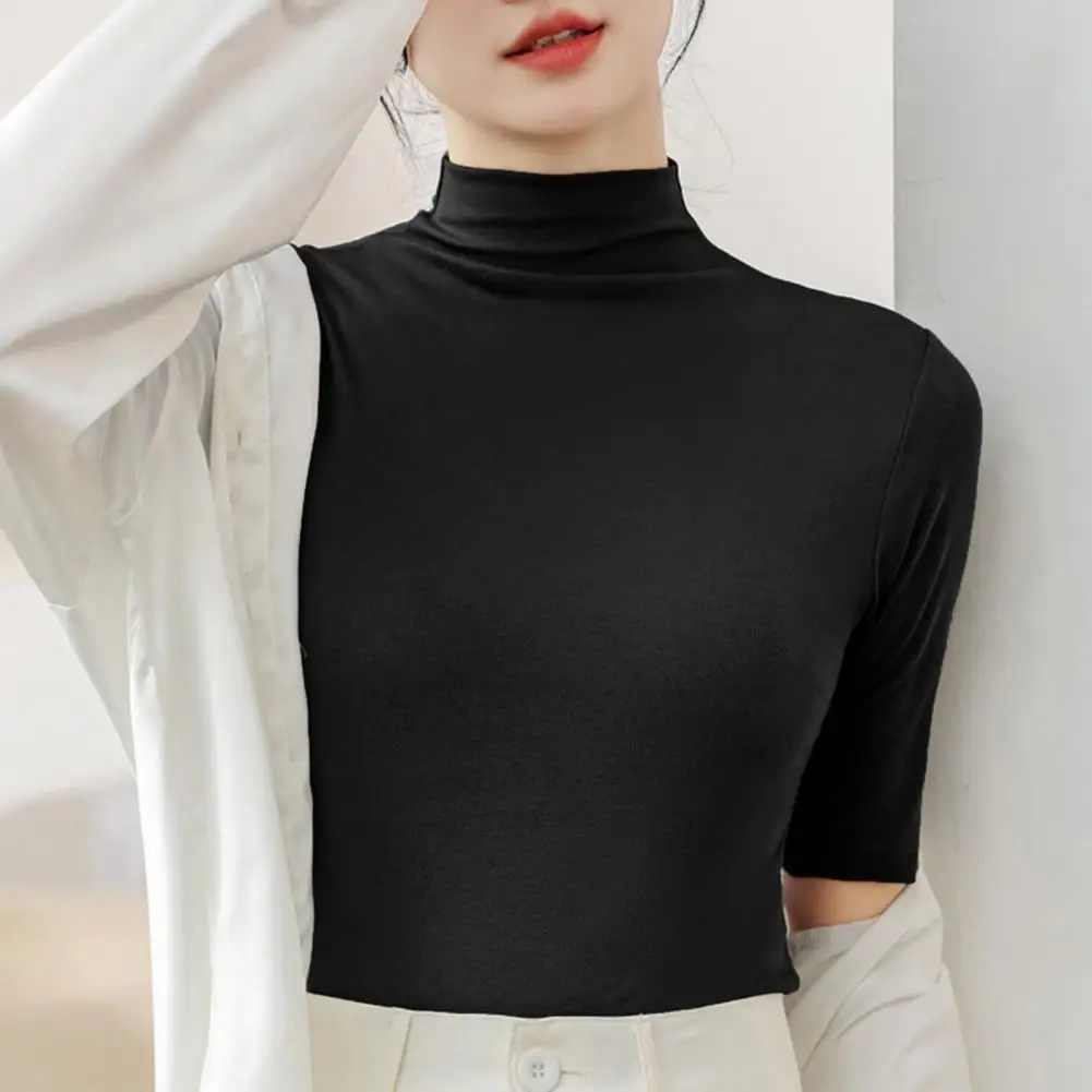 Soft Women Shirt Turtleneck Comfortable Women Slim Basic T-Shirt  Women Tee Tops Workwear