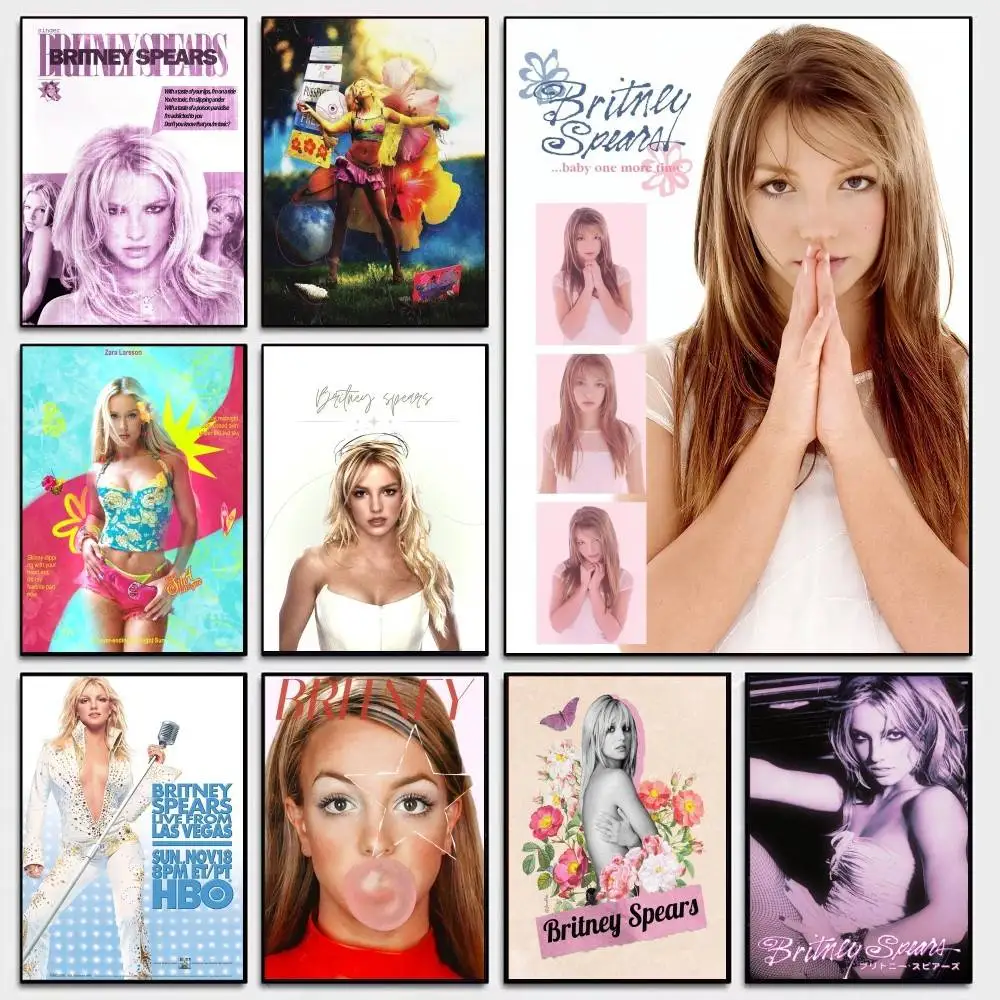 Singer B-Britney S-SpearsS Vintage Posters Sticky Whitepaper Prints Posters Artwork Posters Wall Stickers