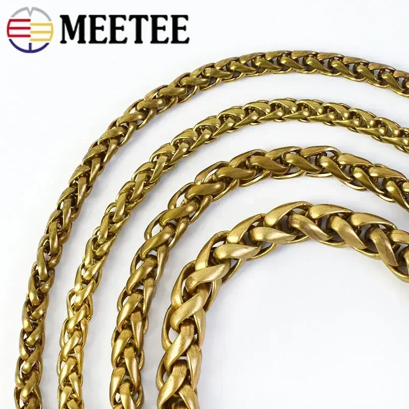 50/100cm Metal Copper Chains 4/6/8/10mm Solid Brass Keychain Hook Buckle Bags Strap Belt Pendant Chain Material DIY LeaherCrafts