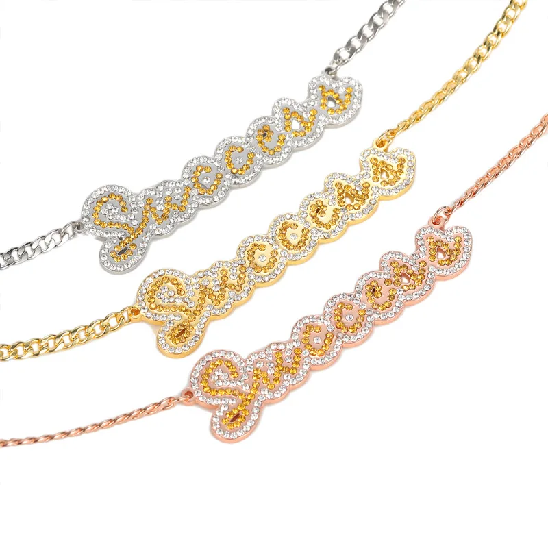 

2023 Customized Bling Iced Out Necklaces Nameplate Gold Pendant Necklace Name Personalized Jewelry Gifts