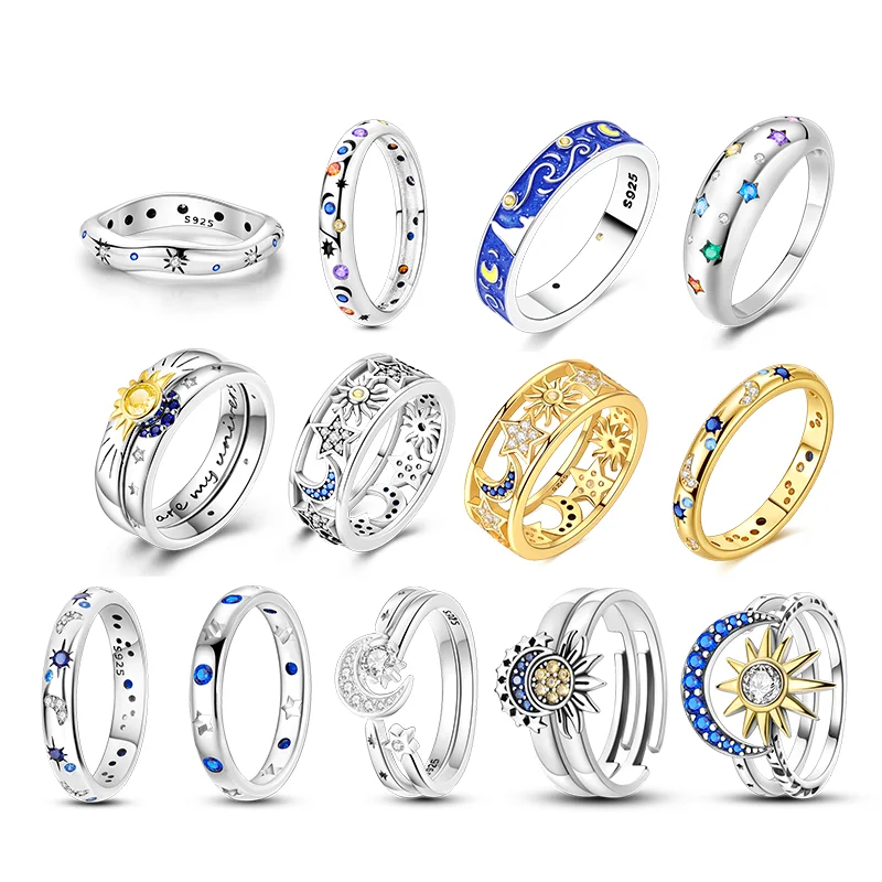 Original 925 Sterling Silver Rings Sun Moon Combination SeriesClassic Design Ring For Women Fine Jewelry