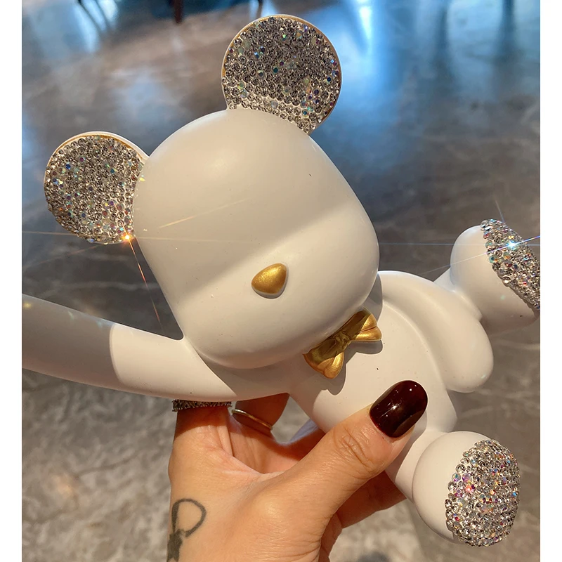 Поднос для сидения с бриллиантовым медведем, аксессуары для хранения, фигурка, держатель для ключей, украшение для стола, подарок, товары для дома