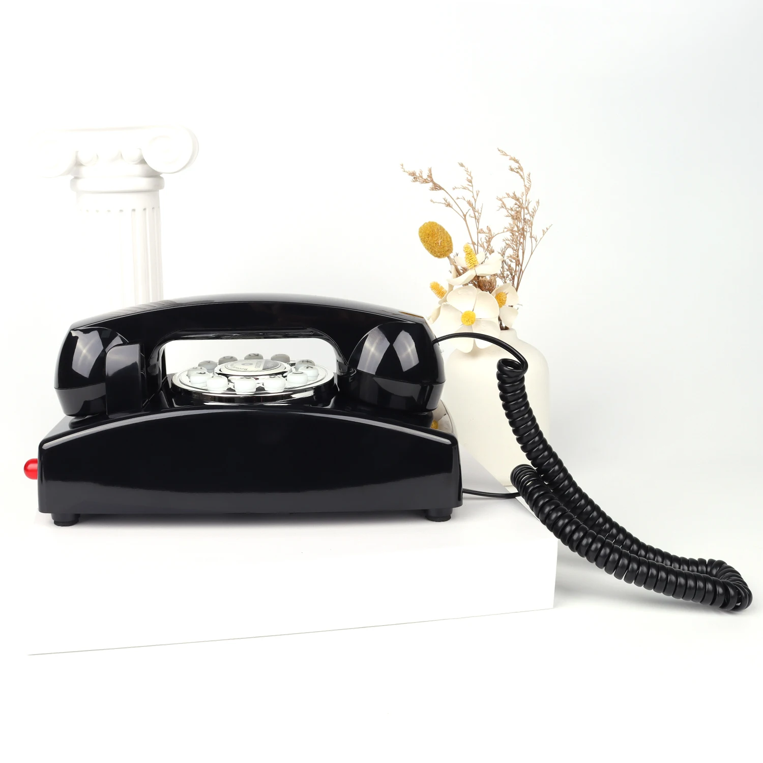 Wall-mounted voicemail telephone; landline telephone for home/office/hotel/school use; basic wired single-line desktop telephone