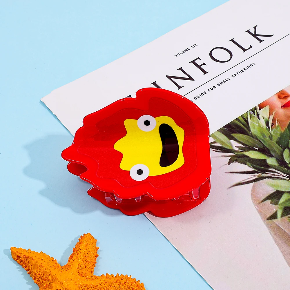 Petites griffes de cheveux de flamme de dessin animé mignon, accessoires de cheveux multifonctionnels griffes de cheveux