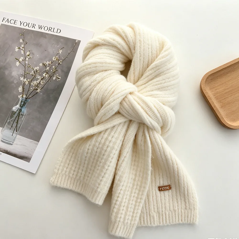 

New Women Vertical Stripe Atmospheric Solid Winter Warm Scarves Knitted Soft Comfortable Fashion Neck Warmer Polyester Scarf
