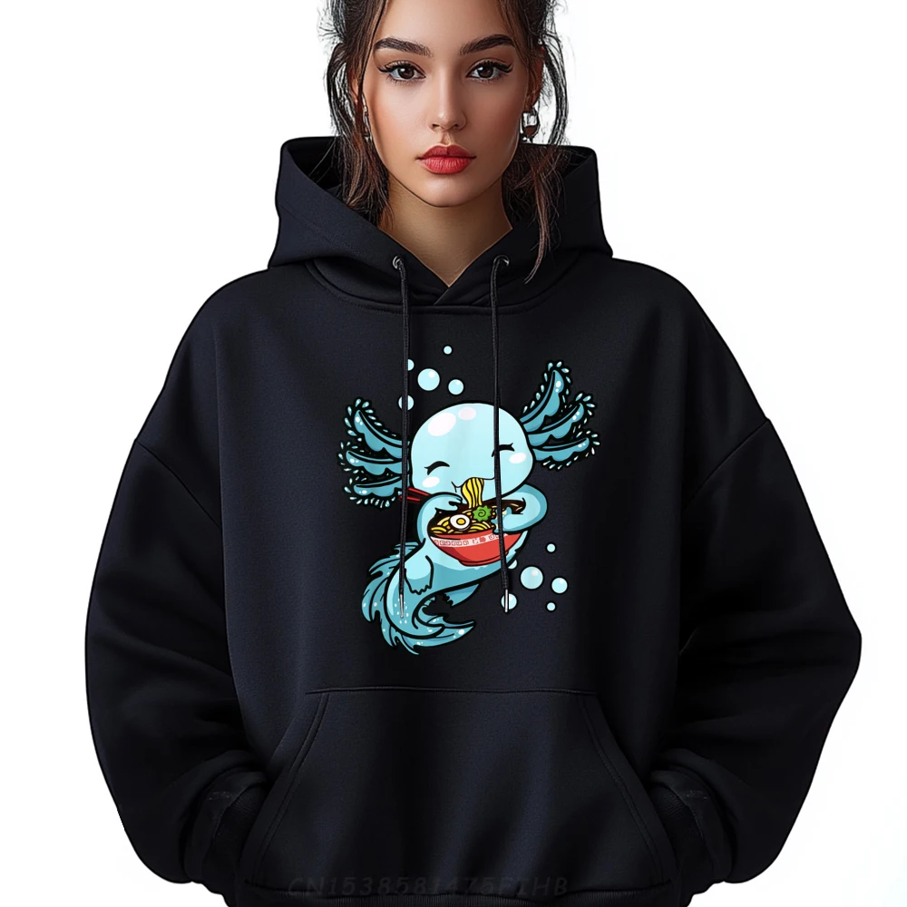 

Kawaii Axolotl Eating Ramen Noodle Cute Teen Plain Shirt Winter Man Clothes Hoodies for Men Cool