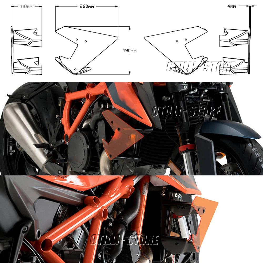 Nowy pomarańczowy dla 1290 SUPERDUKE Superduke R boczne Downforce naga spoilery naprawiono Winglet Fairing Wing części motocyklowe 2021 2020