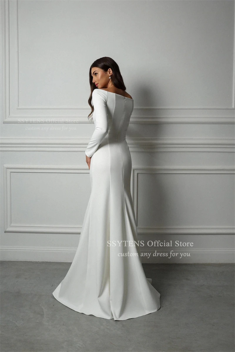 SSYTENS Elegant Long Sleeve Mermaid Wedding Dresses for Women Floor Length Bridal Dress Delicate Customized Modest Bride Gowns