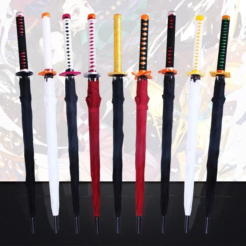 Creative Samurai Long Handle Sword Umbrella,Anime Beach Umbrella,Strong Windproof Sun Rain Straight Tube for Business Men Gifts