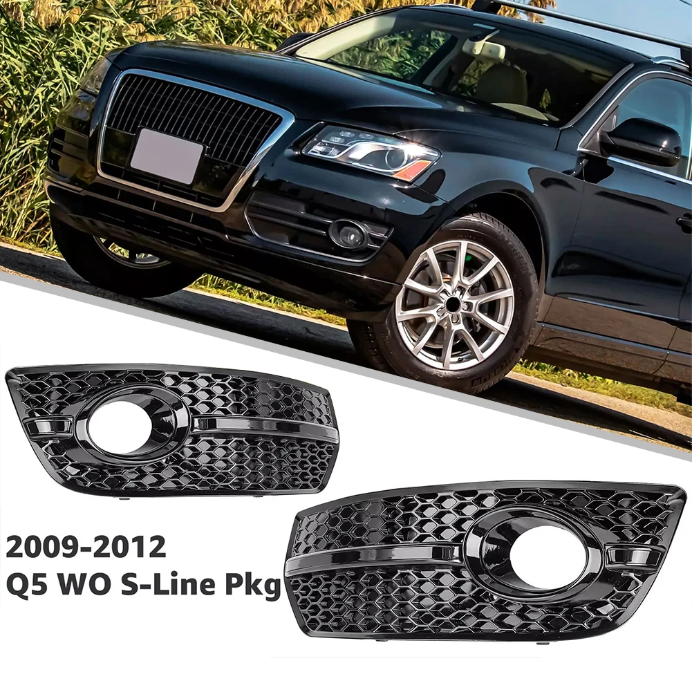 

1 Pair Front Lower Bumper Fog Light Cover Car Grille Grill Assembly Compatible w/ 09-12 Q5 Standard Bumper 8R0807681A 8R0807682A