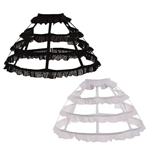 Women Girls Lolita Hollow Lotus Leaf Lace Bird Cage Fish Bone Skirt Cosplay Dress Skirt Petticoat Bride Wedding Dress