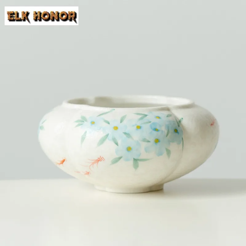 170ml Hand-painted Blue Star Flower Jianshui Tea Wash Bowl Tea Residue Bucket Tea Garbage Can Household Chaxi Equipment Craft