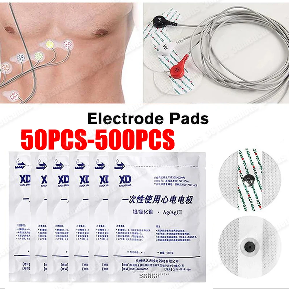 50-500pcs Disposable Electrode Patch EKG Accessories Non-woven ECG Electrode Pads Medical ECG Snap on Electrodes Sheet