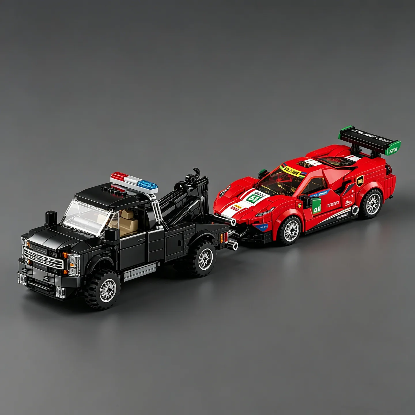 新しい都市アメリカ警察牽引トラック-f450-牽引トラックレーシングビルディングブロック教育玩具トラクタースーパーカー-gt