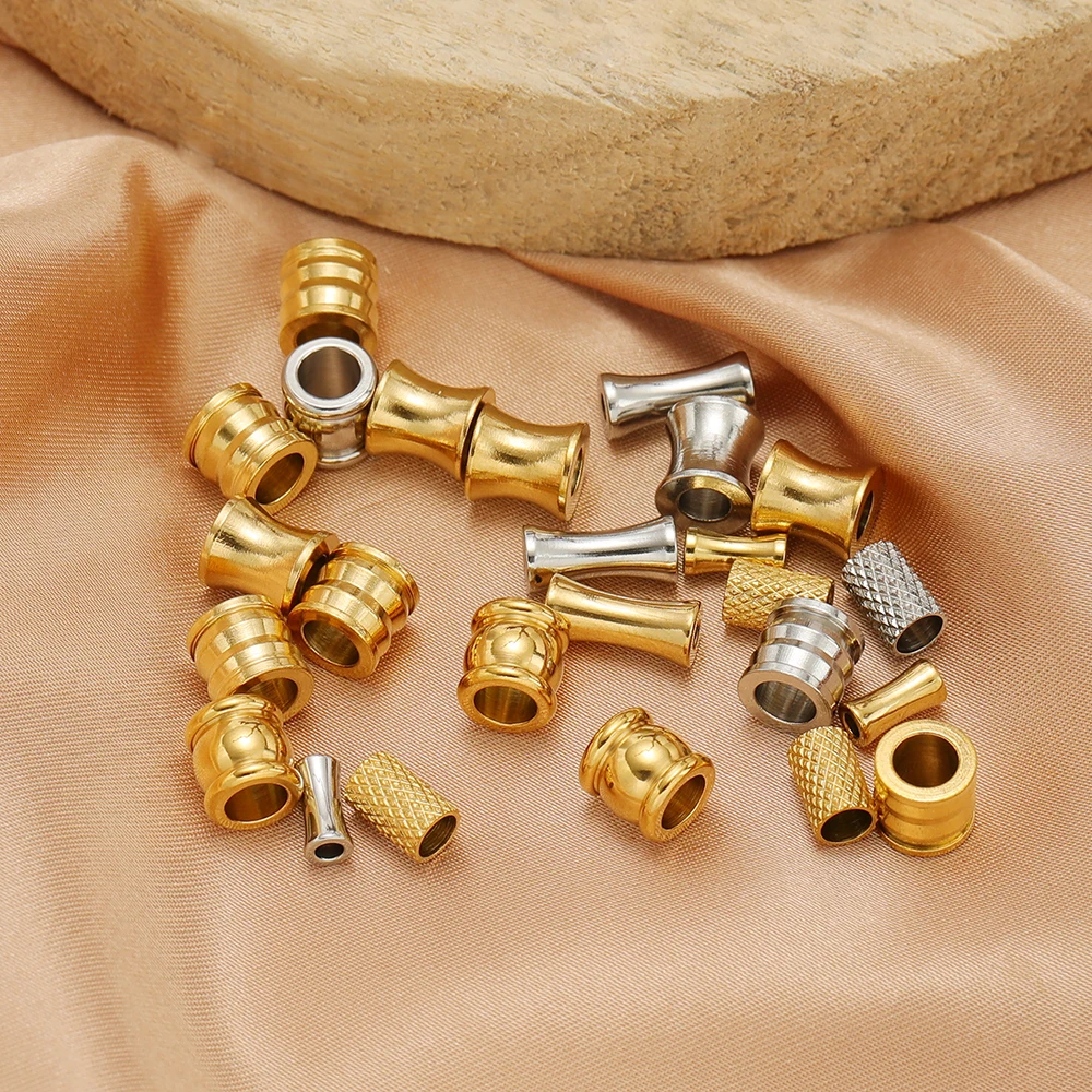 20 Stück Edelstahl-Zylinderperlen mit großem 8-mm-Loch, lose Abstandsperlen für DIY-Armbänder, Halsketten und Schmuckherstellung. – Detail 4
